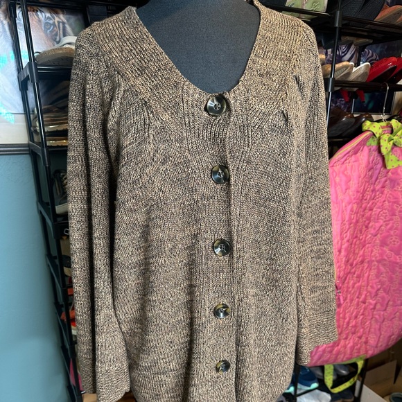 Anne Klein Tan Button-Up Cardigan - Picture 1 of 10